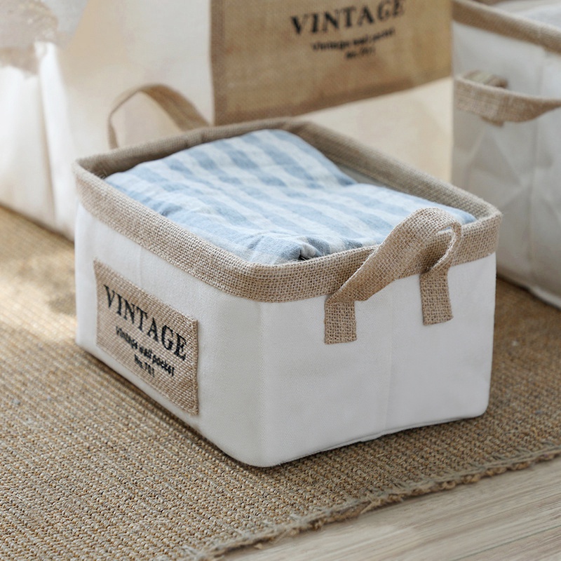 Giỏ Đựng Đồ Bằng Cotton Sức Chứa Lớn Có Tay Cầm Tiện Dụng Cho Gia Đình