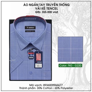 Áo Sơ Mi Ngắn Tay Caro Tencel-Spun Regular Fit 305 Vĩnh Tiến - Vạt Ngang - Nhiều Màu