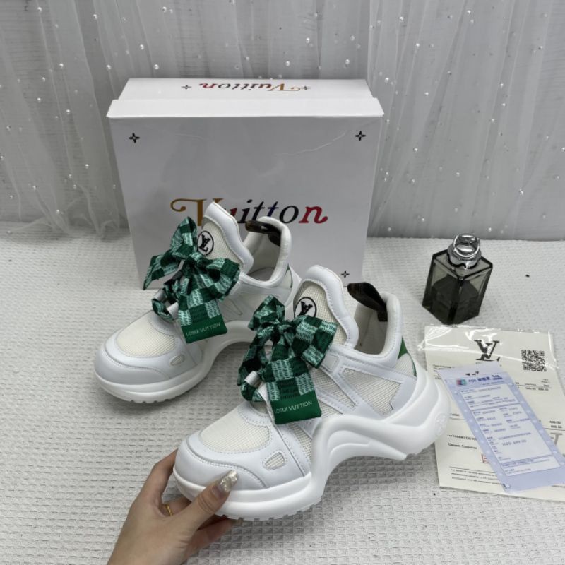 x Giày Thể Thao Nữ Cột Nơ L.v Da Mềm Êm Fullbox Bill Túi Cao Cấp