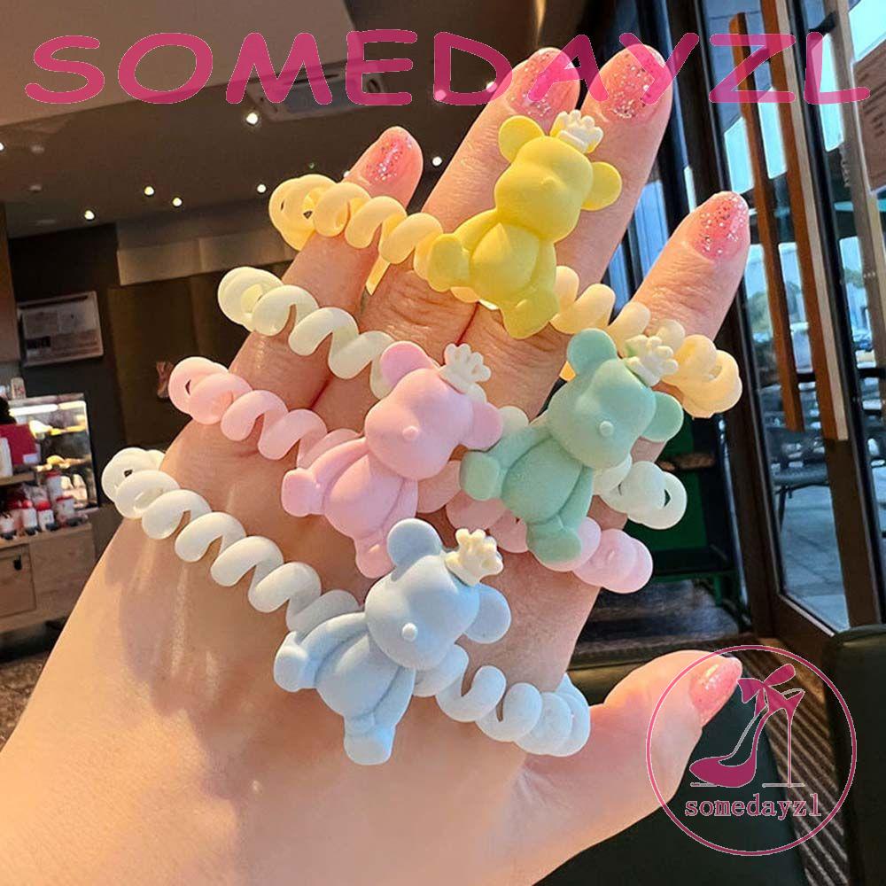 Dây Cột Tóc Dạng Xoắn Ốc Nhiều Màu Sắc Hình Gấu Dễ Thương