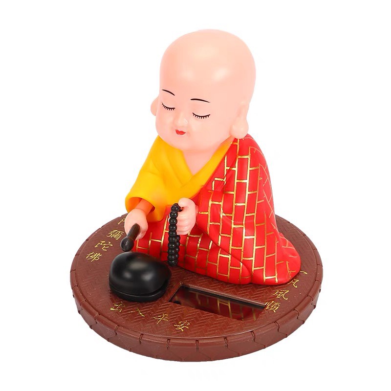 Tượng Phật Chú Tiểu Gõ Mõ Tụng Kinh Nhiều Màu - Tượng Size Lớn Đặt Taplo, Trang Trí Ô Tô, Xe Hơi