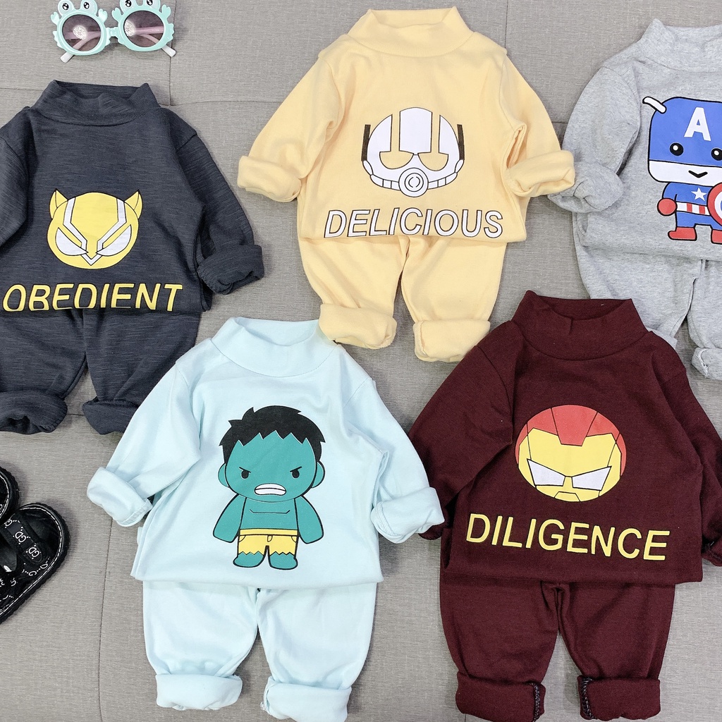 Bộ len tăm dài tay mặt siêu nhân cho bé trai.