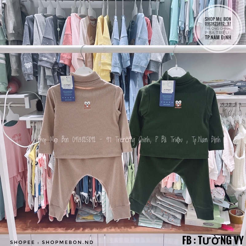 Bộ giữ nhiệt vải tăm Mompa cho bé trai bé gái