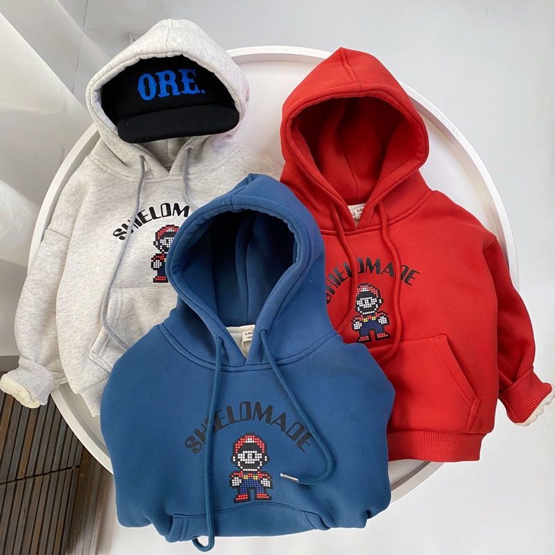 Áo Hoodie Lông Cừu Dày Ấm Áp Mới Cho Bé Trai