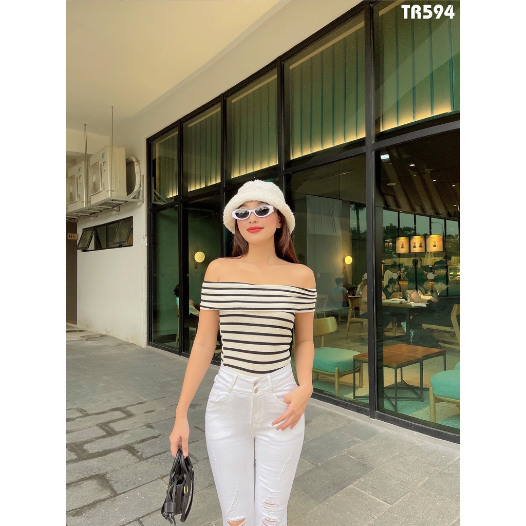 Quần jean nữ lưng cao 2 nút trắng co giãn dày dặn Tr594