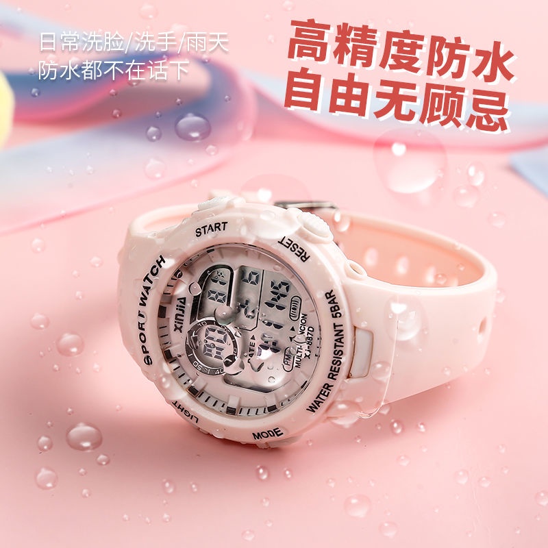 Đồng Hồ Điện Tử Thể Thao Chống Nước Màu Hồng Hoa Anh Đào Phong Cách Harajuku Hàn Quốc Tinh Tế Làm Quà Tặng Cho Bé Gái Sinh Trung Học