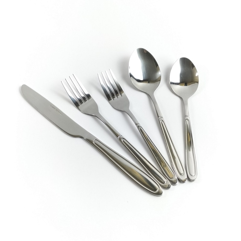 Bộ dao dĩa thìa ăn bít tết, bánh kem sinh nhật, inox sáng bóng, cán viền dày cầm chắc tay