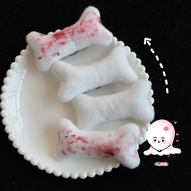Kẹp Tóc Hình Khúc Xương Nhồi Bông Phong Cách Halloween Thời Trang