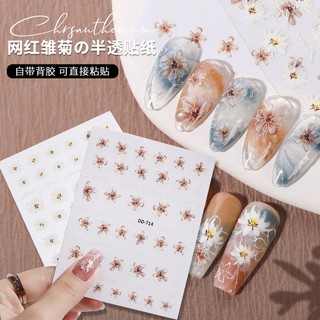 Sticker nail hoa trắng dán móng các mẫu