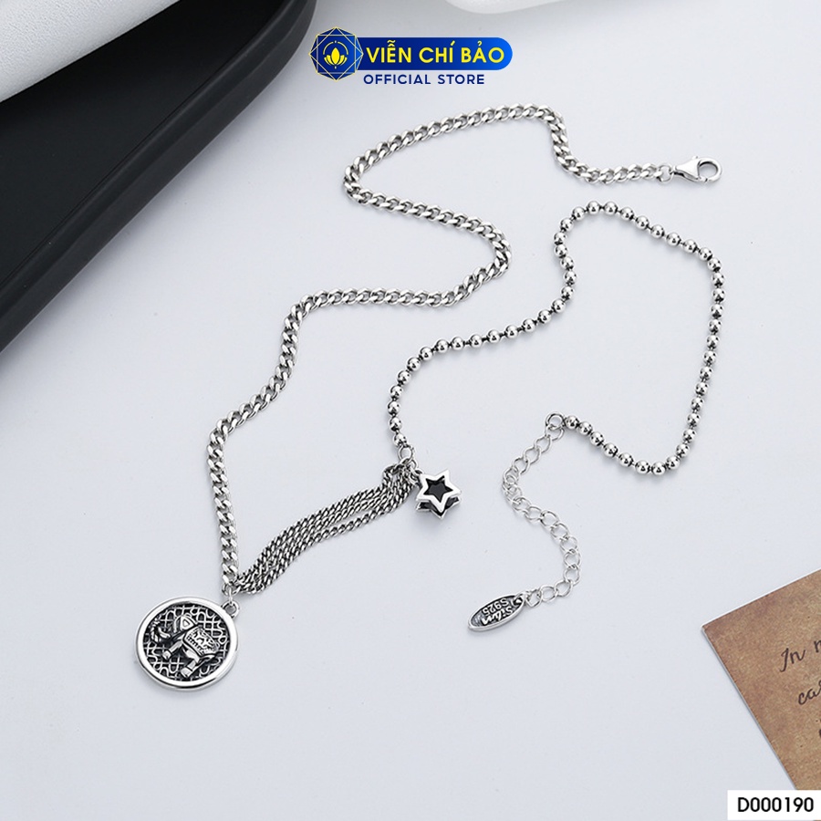Dây chuyền bạc nữ cổ điển charm voi ngôi sao may mắn  bạc Thái 925 thời trang phụ kiện trang sức Viễn Chí Bảo D000190