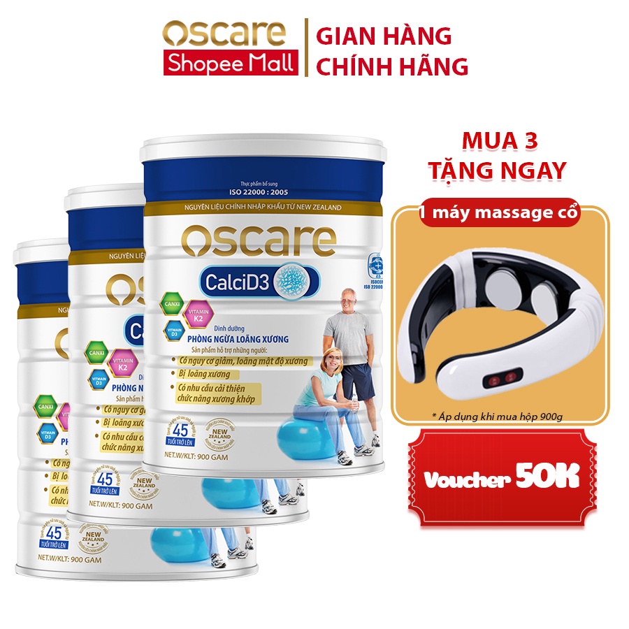 Sữa Bột Bổ Sung Canxi Phòng Ngừa Loãng Xương Dành Cho Người Từ 45 Tuổi OSCARE Canxi D3 Lon 900g