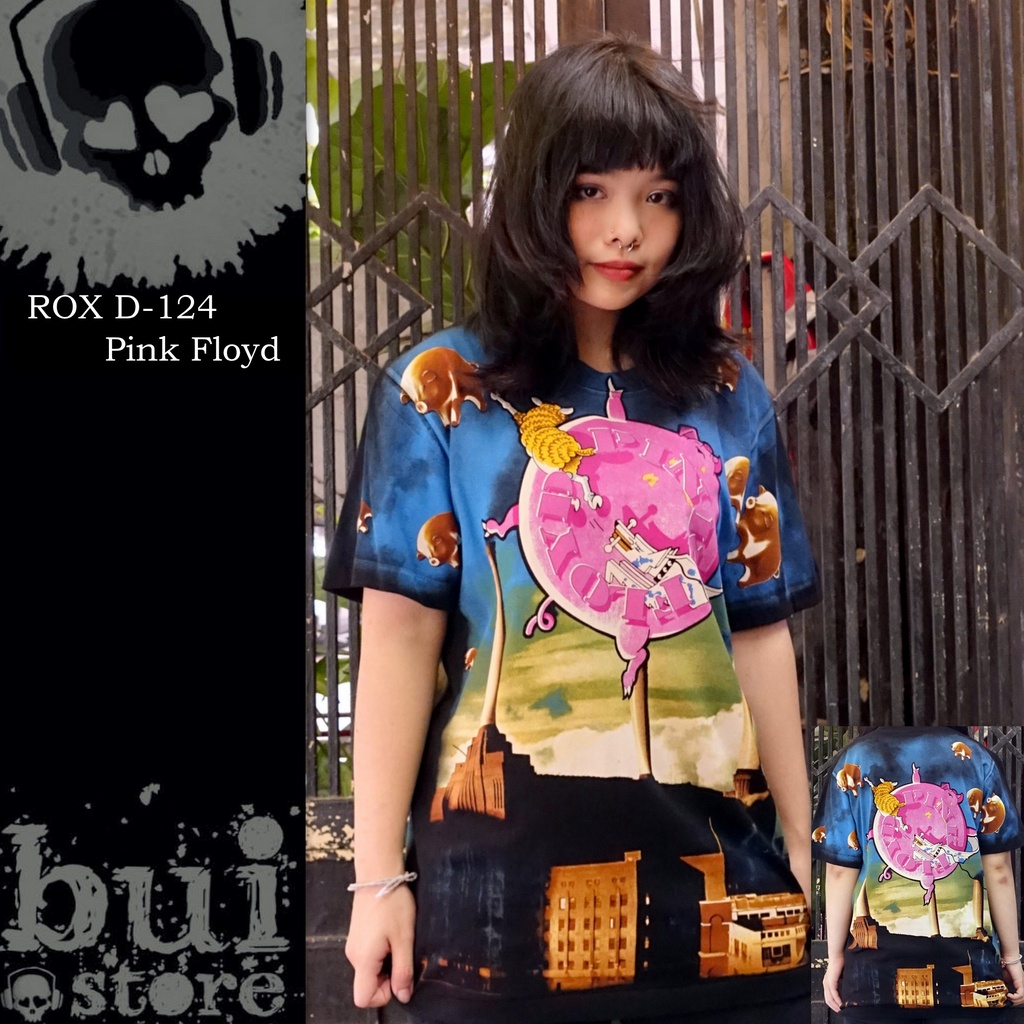 Áo Rock: áo phông Pink Floyd ROX D-124 in tràn 100% cottong oversize nam nữ đều mặc được hàng Thái Lan