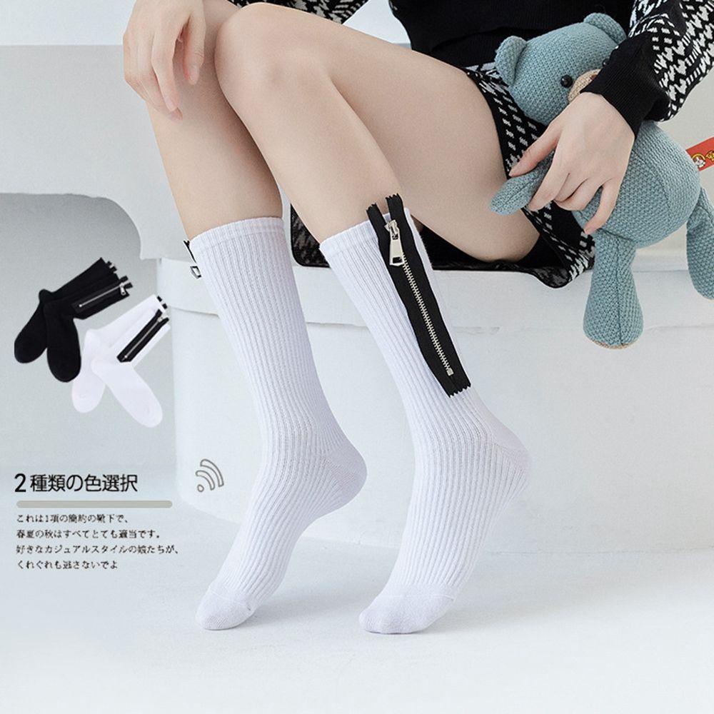 AROMA Vớ Thể Thao Có Khóa Kéo Phong Cách Harajuku Thời Trang Thu Đông Cho Nữ