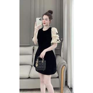 VÁY PHỐI TAY NƠ ĐÍNH CÓ LÓT