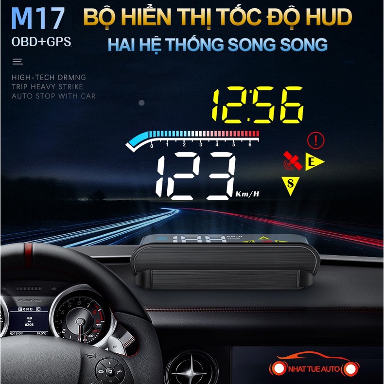 MÀN HÌNH HIỂN THỊ HẮT KÍNH LÁI HUD - M17 BẢO HÀNH 12 THÁNG, TÍCH HỢP VỚI MỌI LOẠI XE