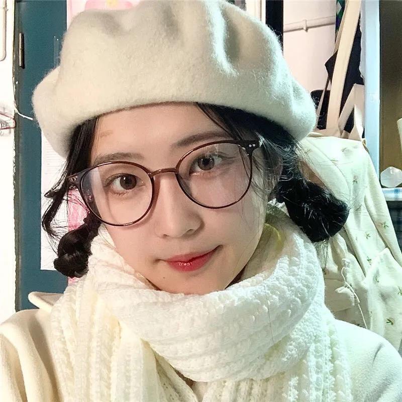 Gọng kính cận nữ thời trang cao cấp mắt tròn TaTa phong cách Hàn Quốc cá tính chống UV400 và tia bức xạ đẹp giá rẻ 090