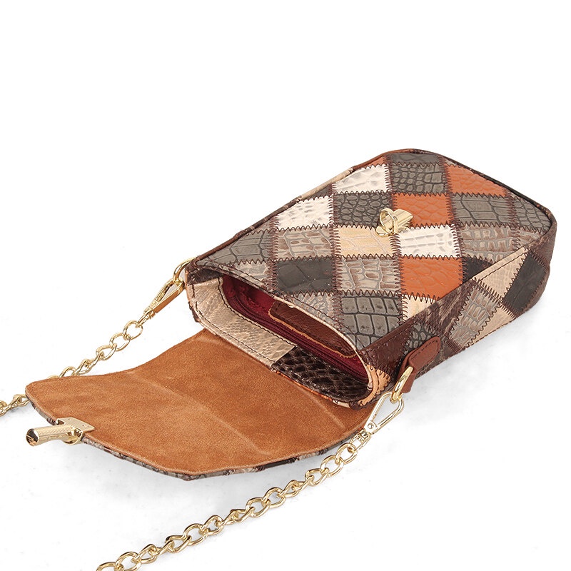 Túi xách COBBLER LEGEND da mini phối dây xích đeo chéo phong cách retro thời trang cho nữ