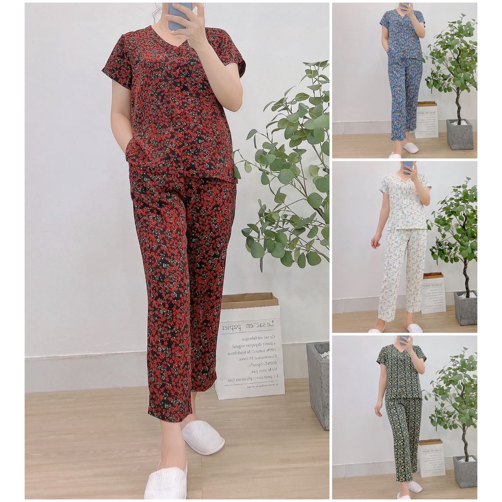 Đồ bộ mặc nhà dành cho mẹ, chất lụa lạnh và mango cao cấp mát không nhăn