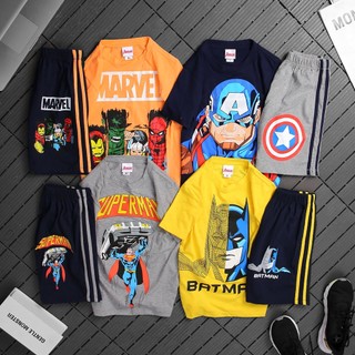 Bộ quần áo bé trai siêu anh hùng MARVEL, set bộ thun cotton người nhện siêu nhân size đại