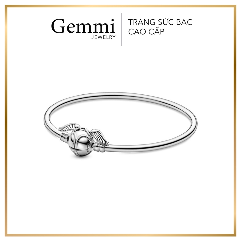 Vòng BẠC cao cấp Gemmi - Vòng tay Pan cứng mix charm chốt khoá Snitch Bạc Thái S925