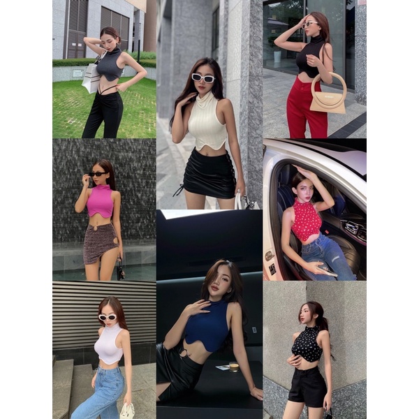 (new-hình thật) Áo croptop cổ lọ viền lai nhiều màu Yn