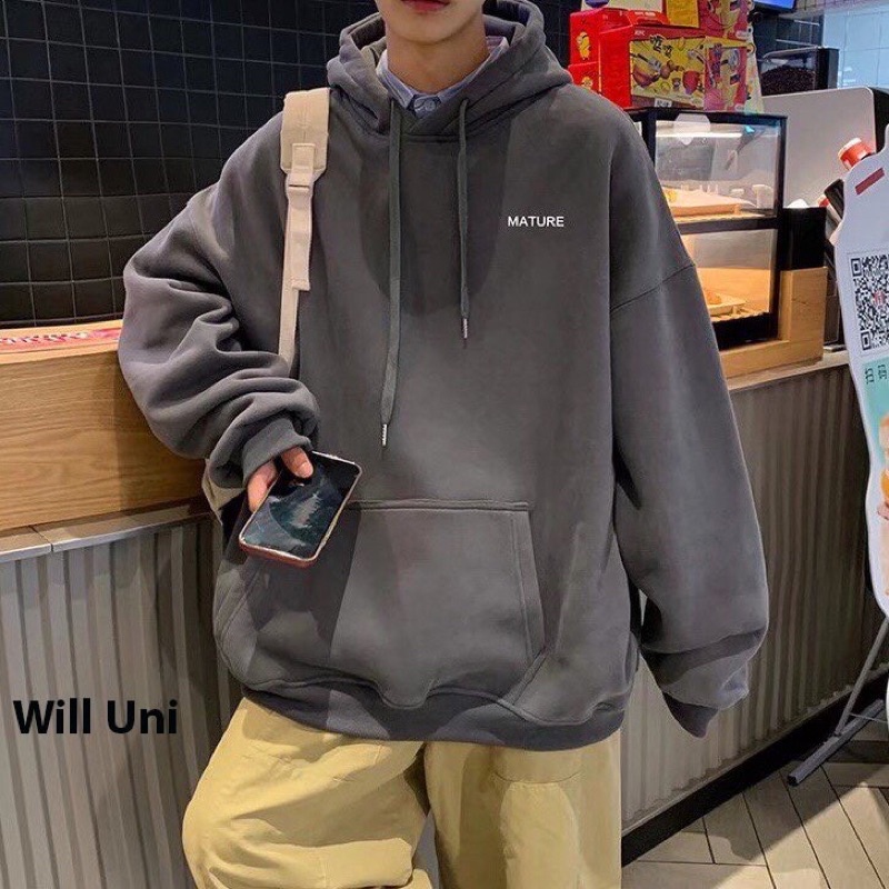 Áo Hoodie Form Rộng Nam Nữ Unisex In Dòng Chữ Nhỏ MATURE