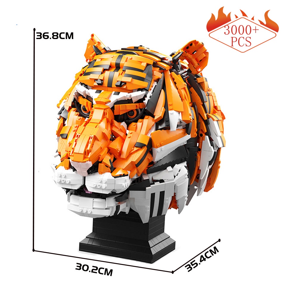Đồ chơi Lắp ráp Mô hình đầu hổ Creative Moc Ideas Expert Zodiac Signs Tiger Head King of Beasts 103000  3000+PCS