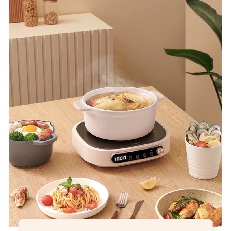 BẾP ĐIỆN TỪ MIDEA HỒNG NGOẠI MÀU HỒNG HÀNG NỘI ĐỊA CAO CẤP