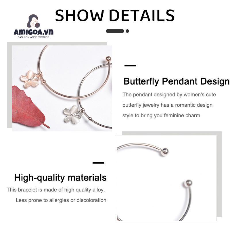 ✨✨Vòng Tay Hở Đính Đá Zircon Hình Bướm Đơn Giản Dễ Phối Đồ Cho Nữ