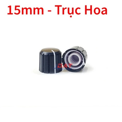 Núm Chiết Áp Thân Đen Chỉ Trắng 15mm - Trục Hoa T017D