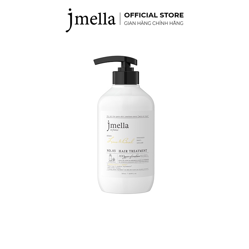 Dầu Xả Jmella In France Phục Hồi và Dưỡng Ẩm Hương No. 3 Lime & Basil Hair Treatment Chanh và Húng Quế Tươi Mát 500ml