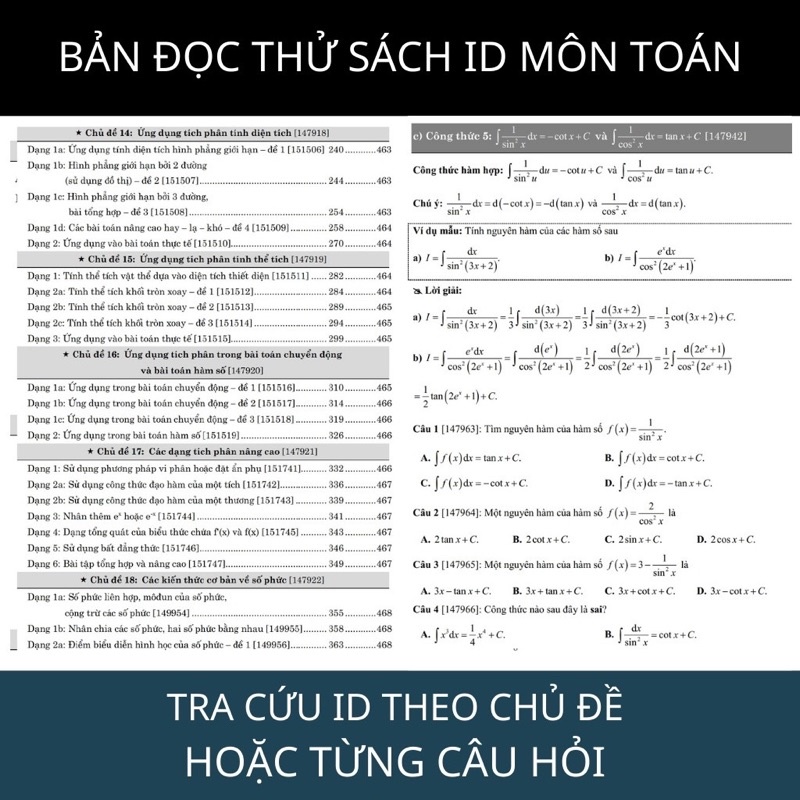 Sách ID Toán học - tuyển chọn 3000 bài tập tích phân và số phức