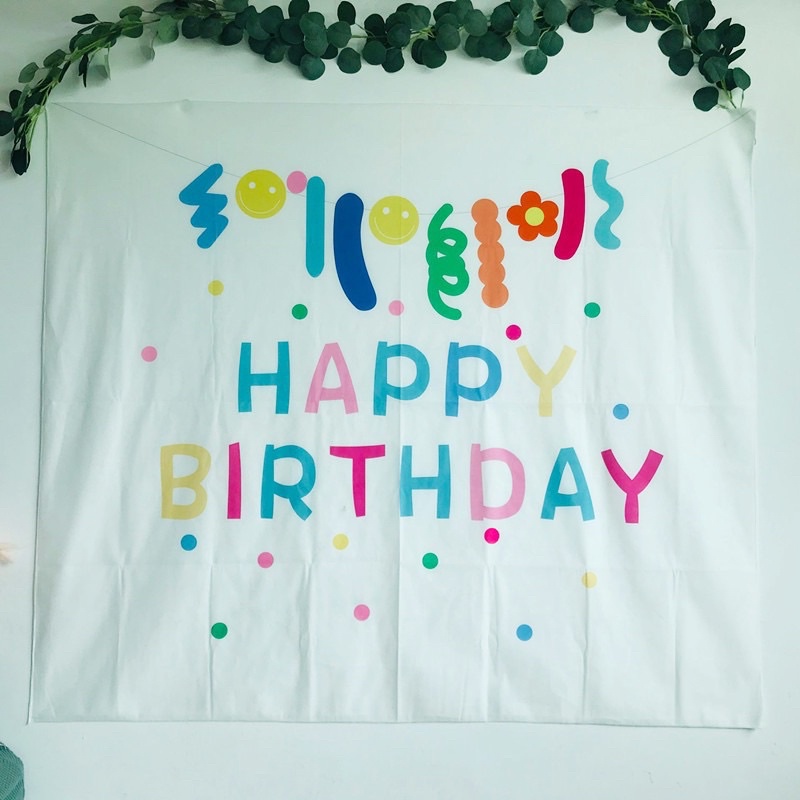 Phông vải treo từơng trang trí sinh nhật Happy birthday size 90 x 90 cm