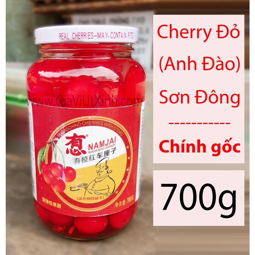 CHERRY ĐỎ NGÂM 700G - QUẢ ANH ĐÀO - NAMJAI MARASCHINO CHERRIES