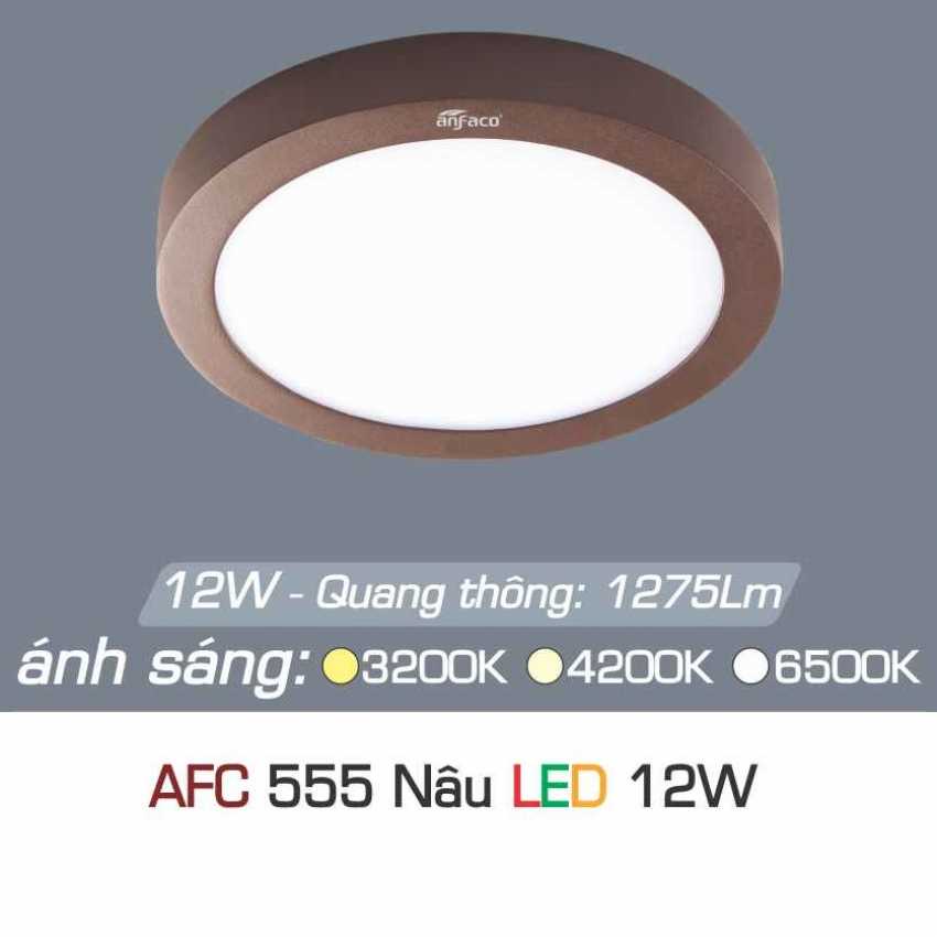 Đèn ốp trần Anfaco AFC 555 viền nâu ánh sáng đơn sắc