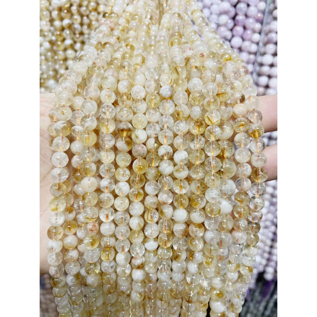 Chuỗi Hạt Đá Citrine Vàng Trắng Tự Nhiên Chất Lượng Cao