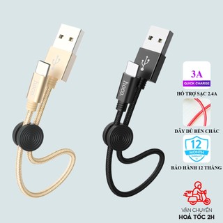Dây sạc nhanh android Hoco X35 Type-C 3A hỗ trợ truyền dữ liệu, bọc dù bền chắc dài 25 cm cho samsung, oppo, realme...