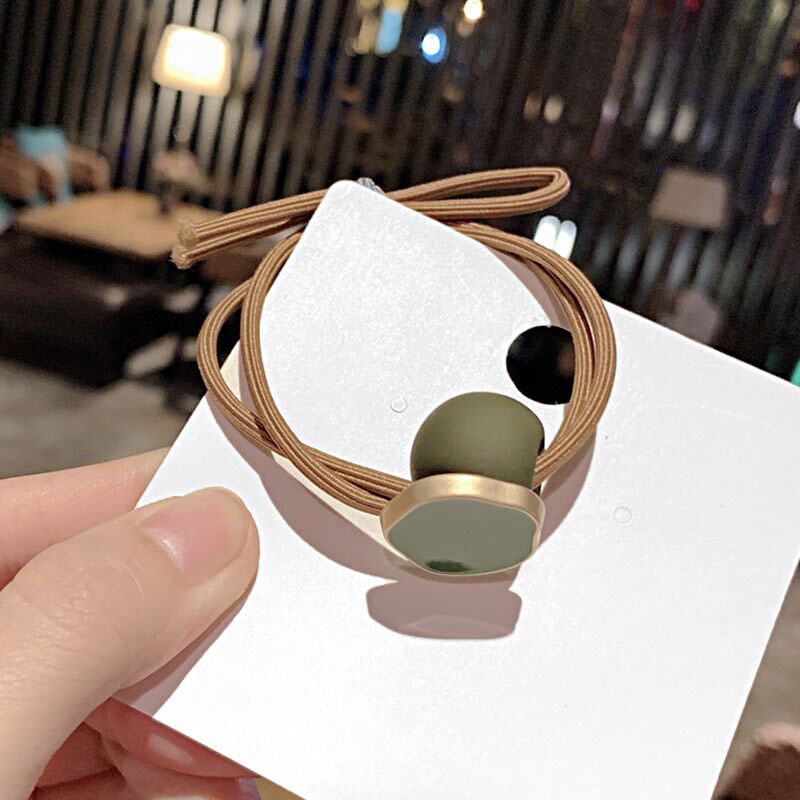 LIVE GREAT  Dây Buộc Tóc Scrunchies Bằng Da Đính Hạt Xinh Xắn Cho Bạn Gái