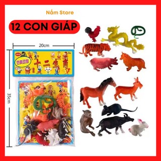 Mô hình 12 con giáp cho bé, đồ chơi thú cưng túi con giáp bằng nhựa cao cấp