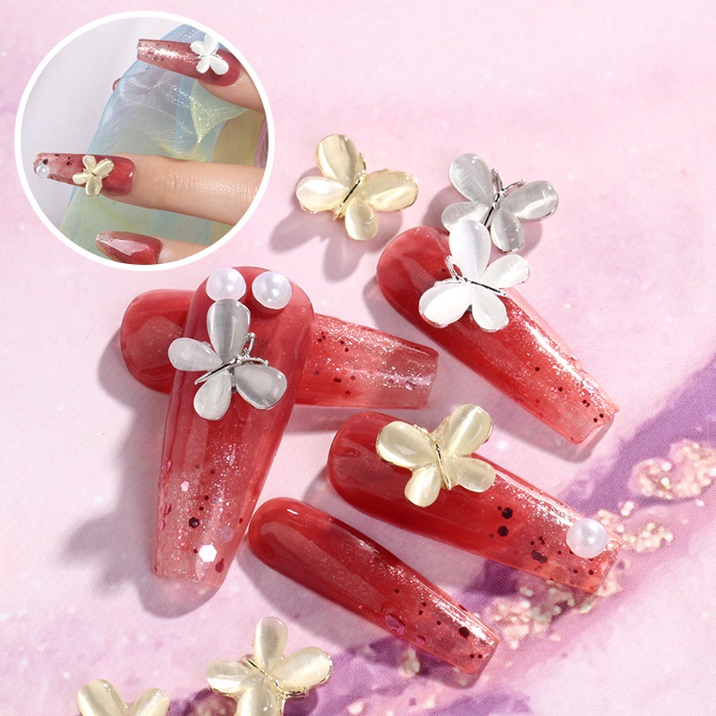 Phụ Kiện Trang Trí Móng Tay Hình Bướm Màu Trắng Mới Dành Cho Bạn Nữ