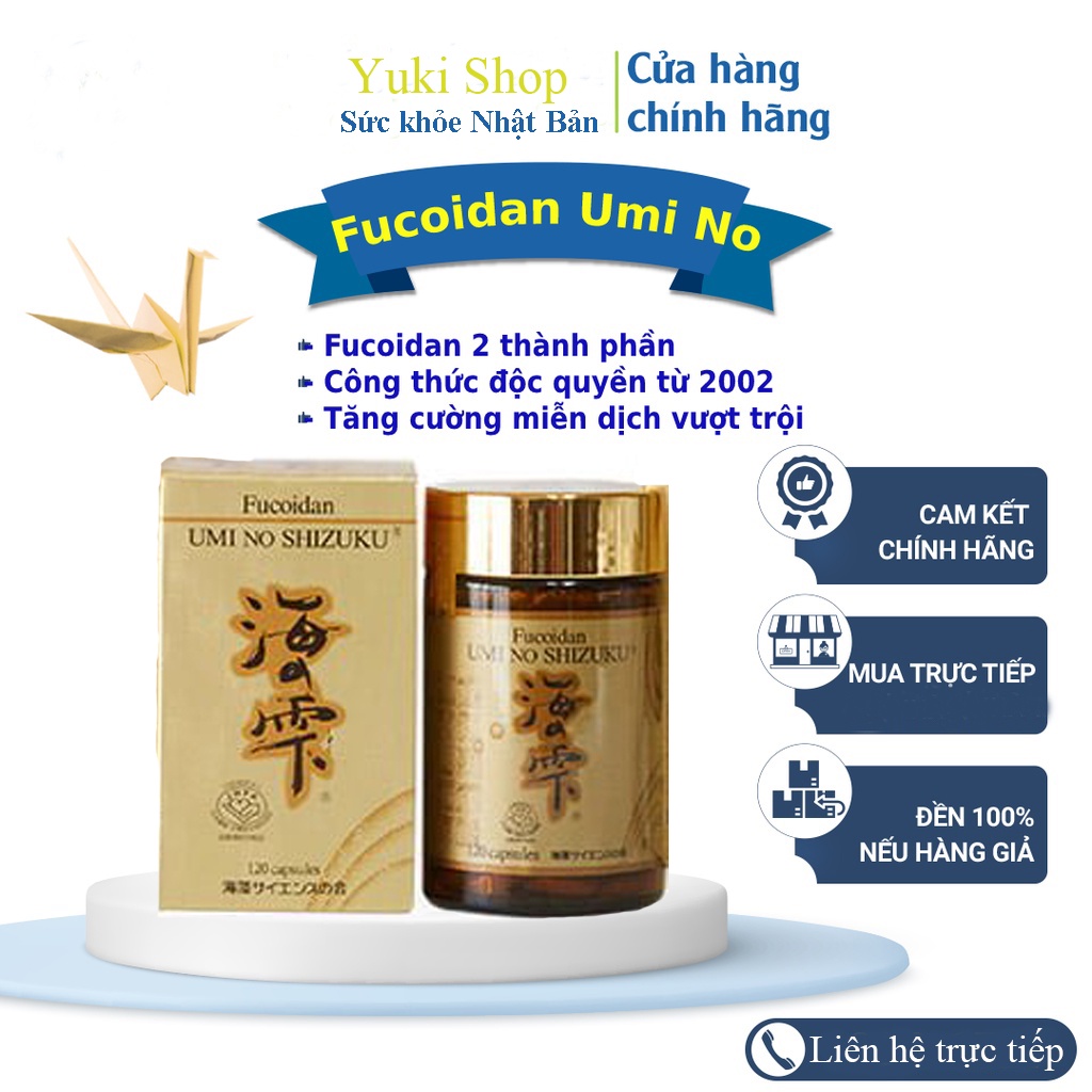 Fucoidan Umi No Shizuku Nhật Bản - Fucoidan vàng 120 viên (Nội địa chính hãng)