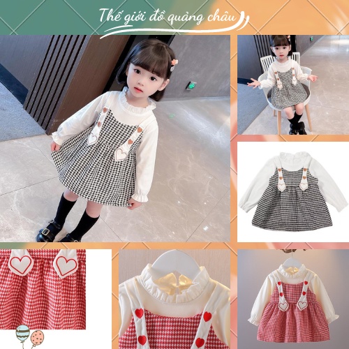 Váy dạ liền áo nỉ cho bé gái, phong cách Hàn Quốc - Hàng Quảng Châu Loại 1 (Z03)