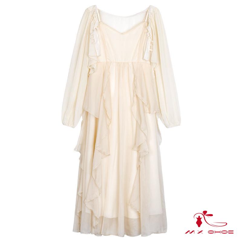 M & X ~  Đầm Hai Dây Dáng Dài + Áo Khoác Cardigan Hai Mảnh Phong Cách Mới Cho Nữ