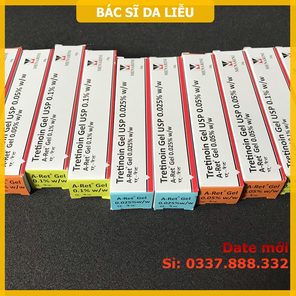 Tretinoin Aret gel (20g) 0.1% 0.05% 0.025% ngăn lão hóa, mụn - A ret tretinol và tre ấn độ