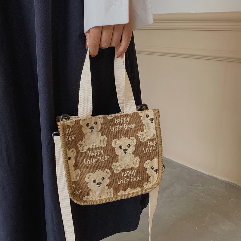Túi Vải Đeo Chéo Hình Gấu Đáng Yêu Thời Trang Cho Nữ