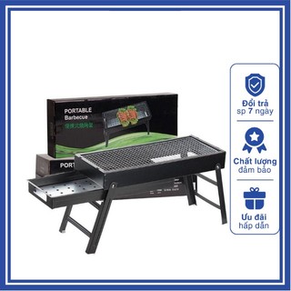 Bếp nướng than hoa chữ nhật, vuông ngoài trời gấp gọn di động nướng BBQ