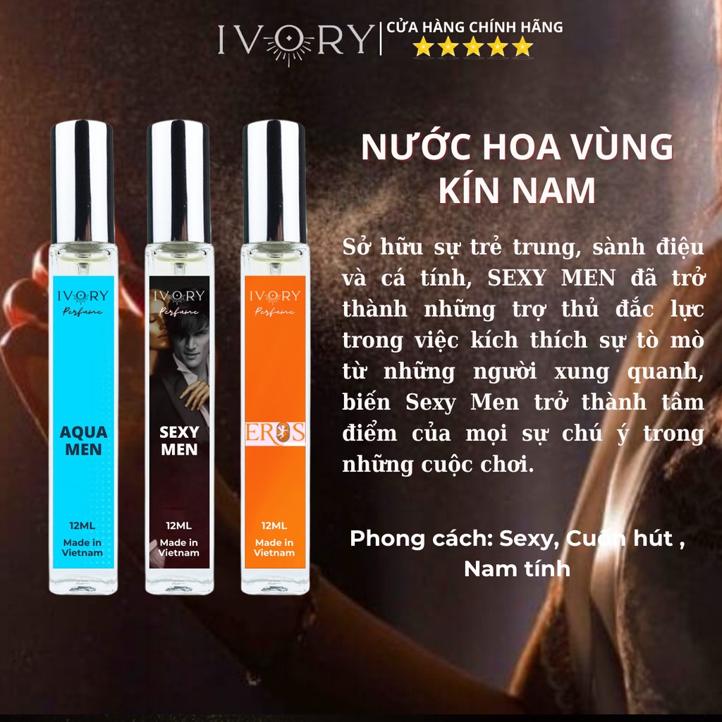 Nước Hoa Vùng Kín Nam IVORY Chai xịt 20ml Thơm Lâu Kích Thích Lôi Cuốn Mãnh Liệt Chính Hãng