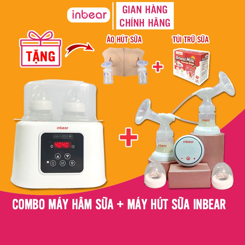 Combo Máy Hâm Sữa Tiệt Trùng Và Máy Hút Sữa Điện Đôi Bảo Hành Chính Hãng + Tặng Áo Hút Sữa, Túi Trữ Sữa