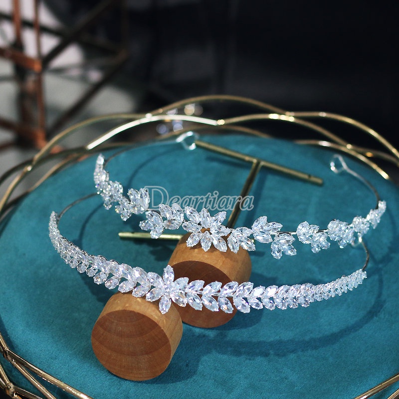 Băng Đô Hình Vương Miện Một Lớp Đính Đá Zircon Thời Trang Cho Cô Dâu