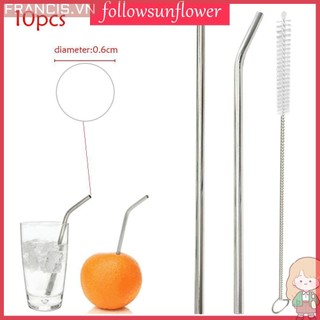 Bộ 8 ống hút bằng thép không gỉ + 2 cọ rửa